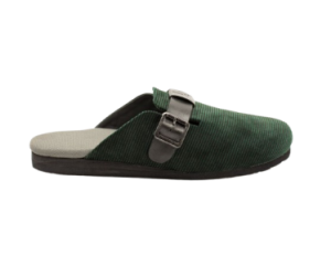 Forest Green AltBirks Mules – Corduroy Comfort with Adjustable Buckle