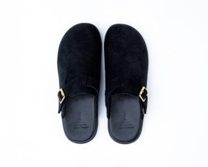 Charcoal Black Side Buckle Mules  Altbirks