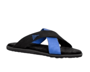Unisex Black & Blue Cross-Strap Fabric Slippers